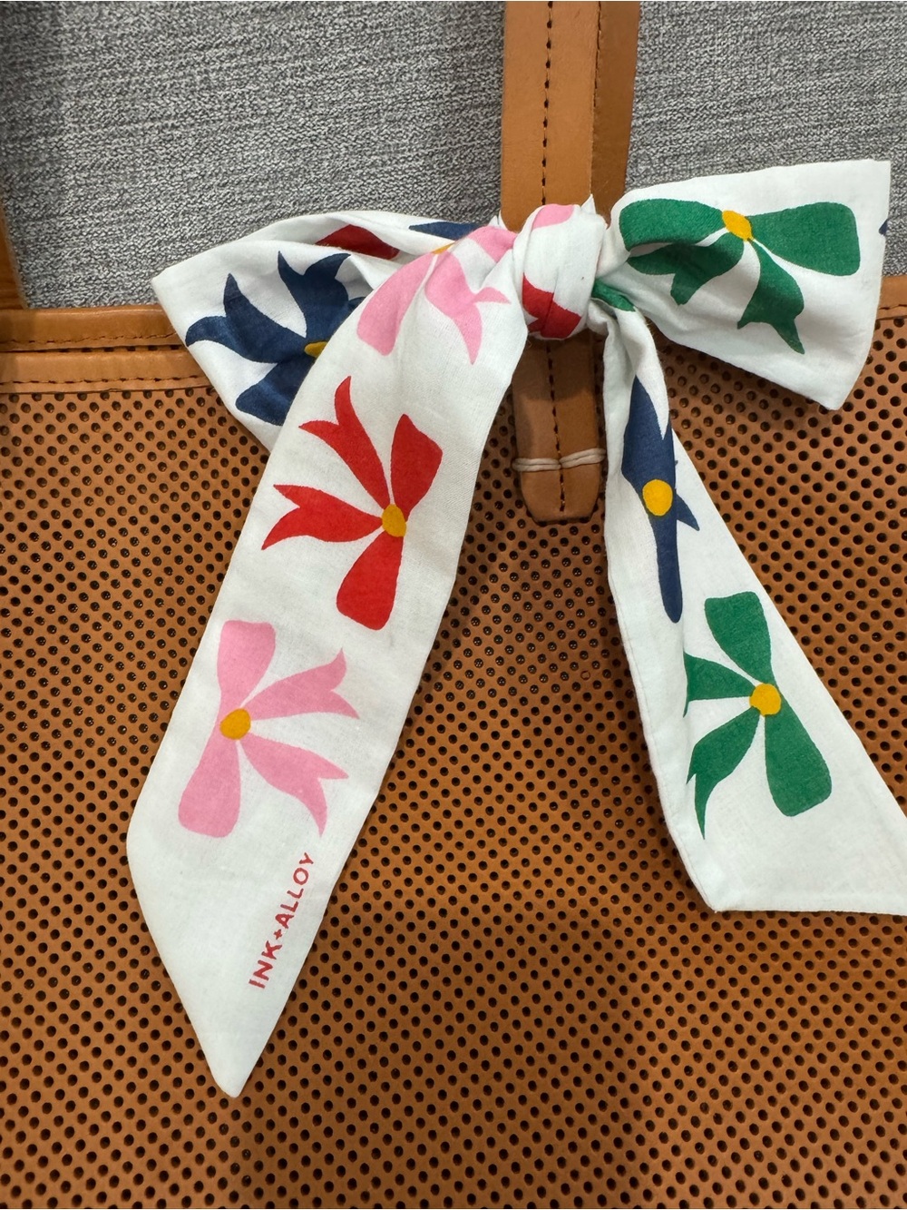 Ink and alloy bow print scarf
